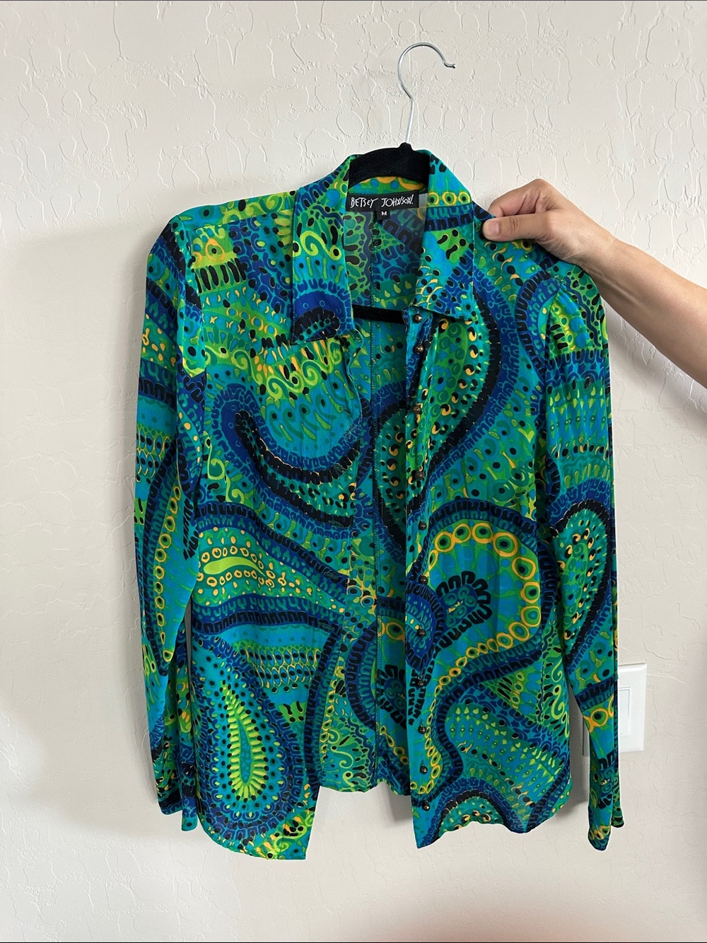 Betsey Johnson Turquoise, Green & Blue Paisley Button-Down Shirt - Men